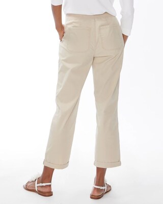 Neutral Eyelet Convertible Hem Crops