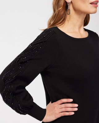 Beaded Sleeve Pullover Sweater