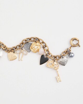 Mixed-Metal Heart Charm Bracelet