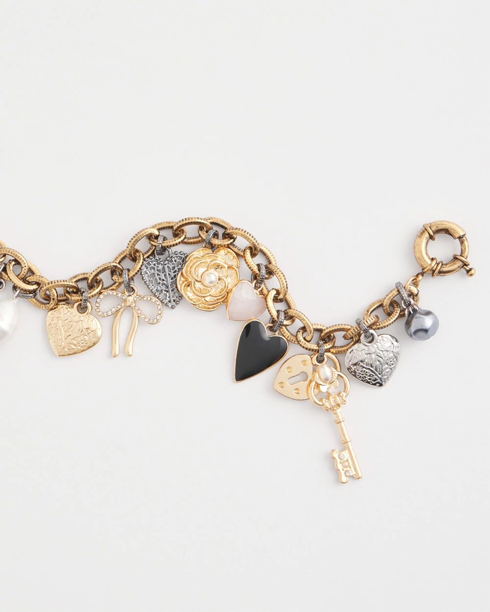 Mixed-Metal Heart Charm Bracelet