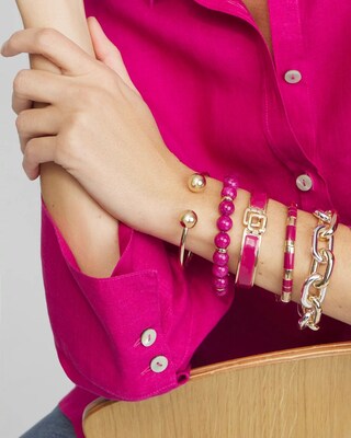 Magenta Colorblock Stretch Bracelet