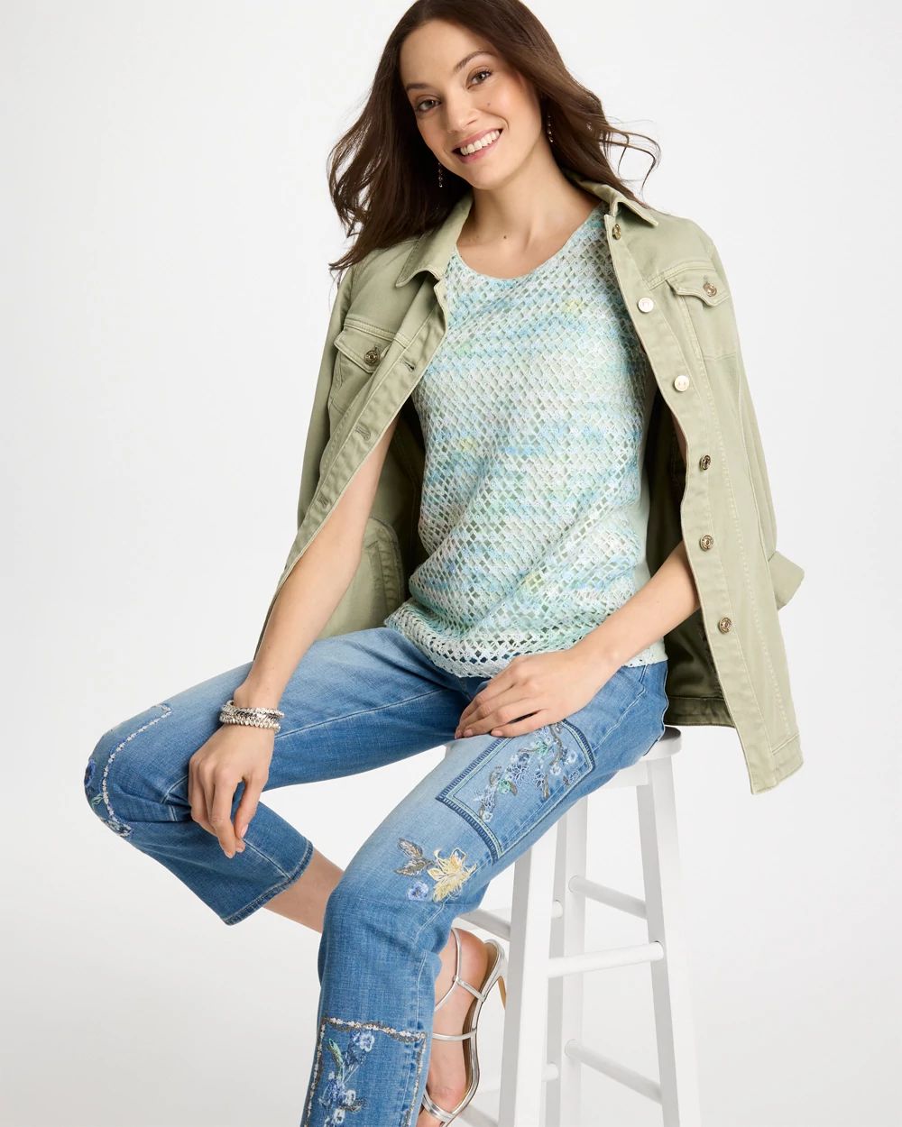 Mermaid Sequin Mesh Crochet Tank click to view larger image.