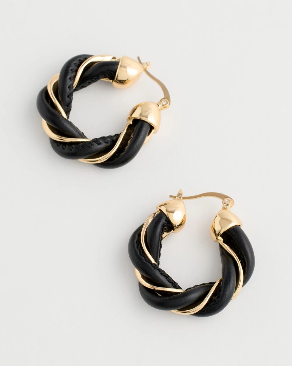 Black Gold Twist Hoop Earrings click to view larger image.