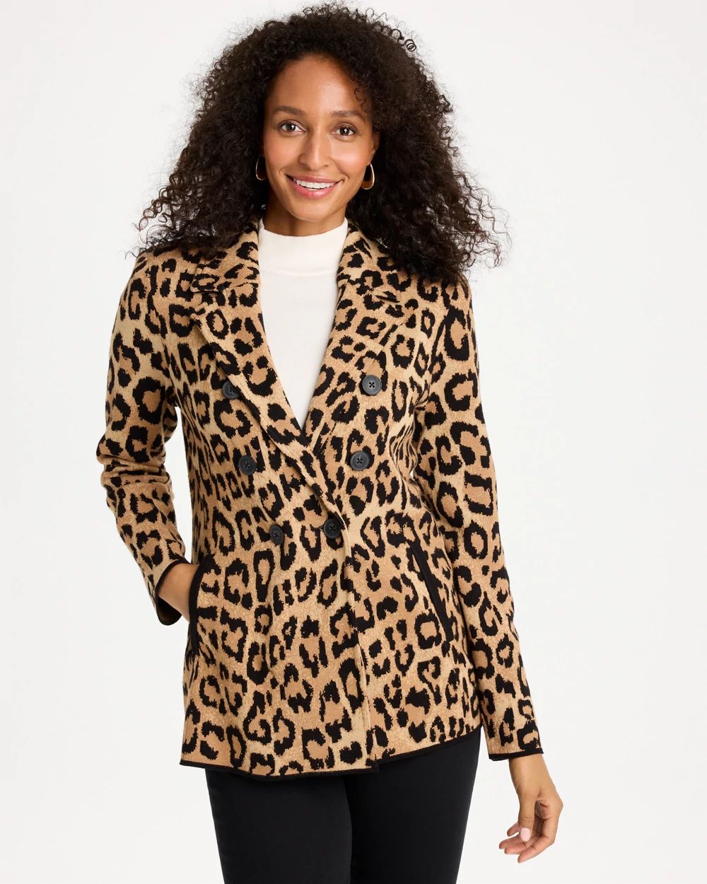 Cheetah Jacquard Sweater Blazer