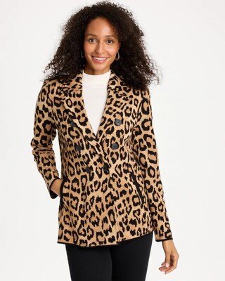 Cheetah Jacquard Sweater Blazer
