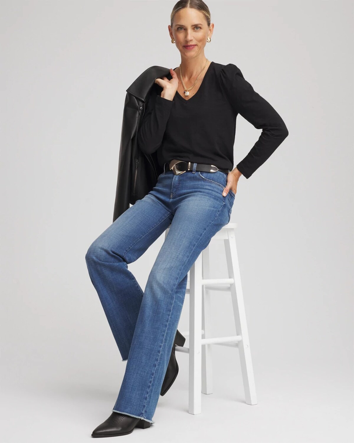 Chico's Puff-sleeve Tee In Black In Black