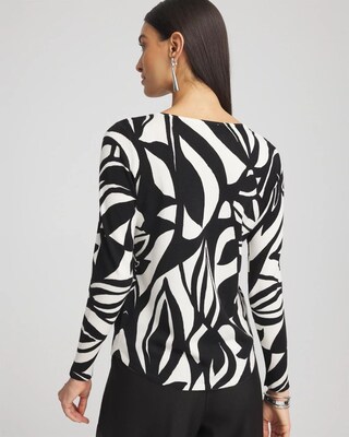 Abstract Print V-Neck Pullover Sweater click to view larger image.