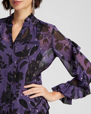 Chiffon Ruffle Sleeve Blouse