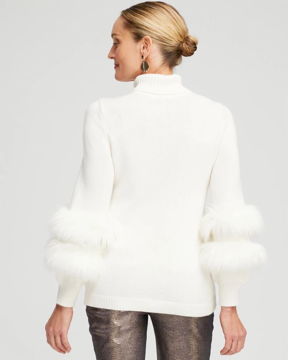 Faux Fur Trim Pullover Sweater