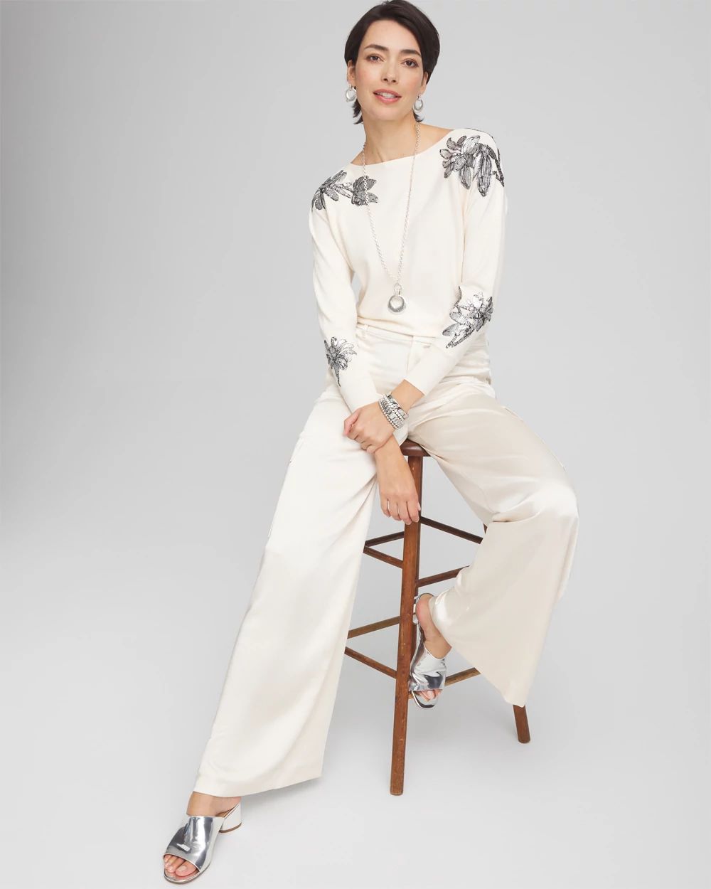Foil Floral Dolman Sleeve Sweater