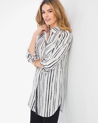Striped Button Side Tie-Front Shirt