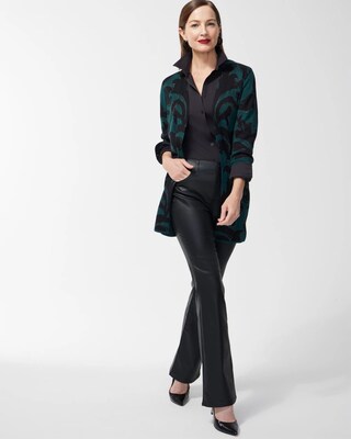 Scroll Print Lurex Cardigan Sweater