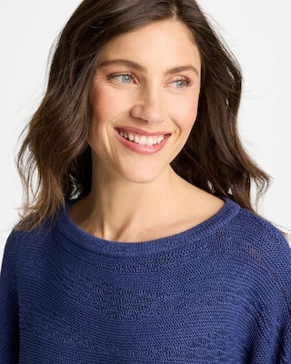 Cotton-Blend Sweater Poncho click to view larger image.