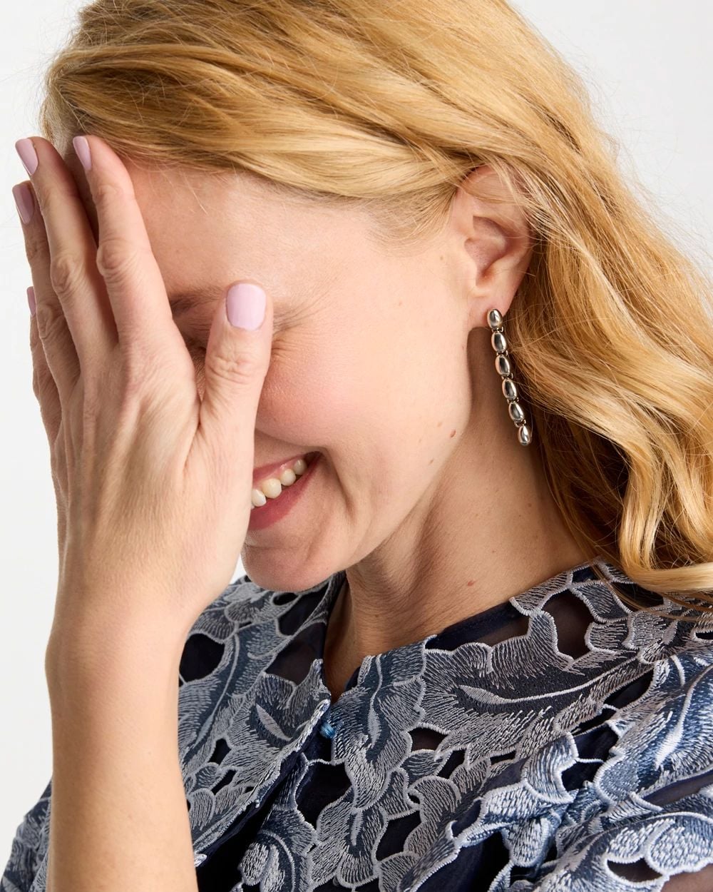 Silver Linear Bead Earrings click to view larger image.
