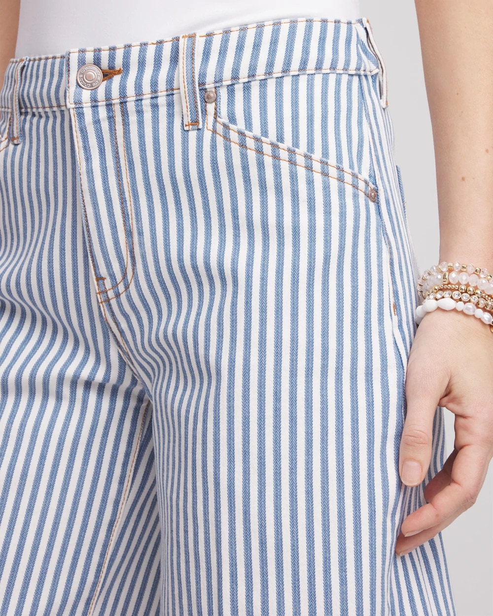 Nautical Striped Denim Trouser Shorts