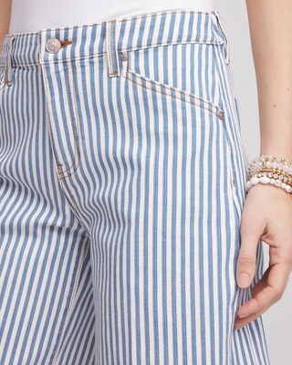 Nautical Striped Denim Trouser Shorts click to view larger image.