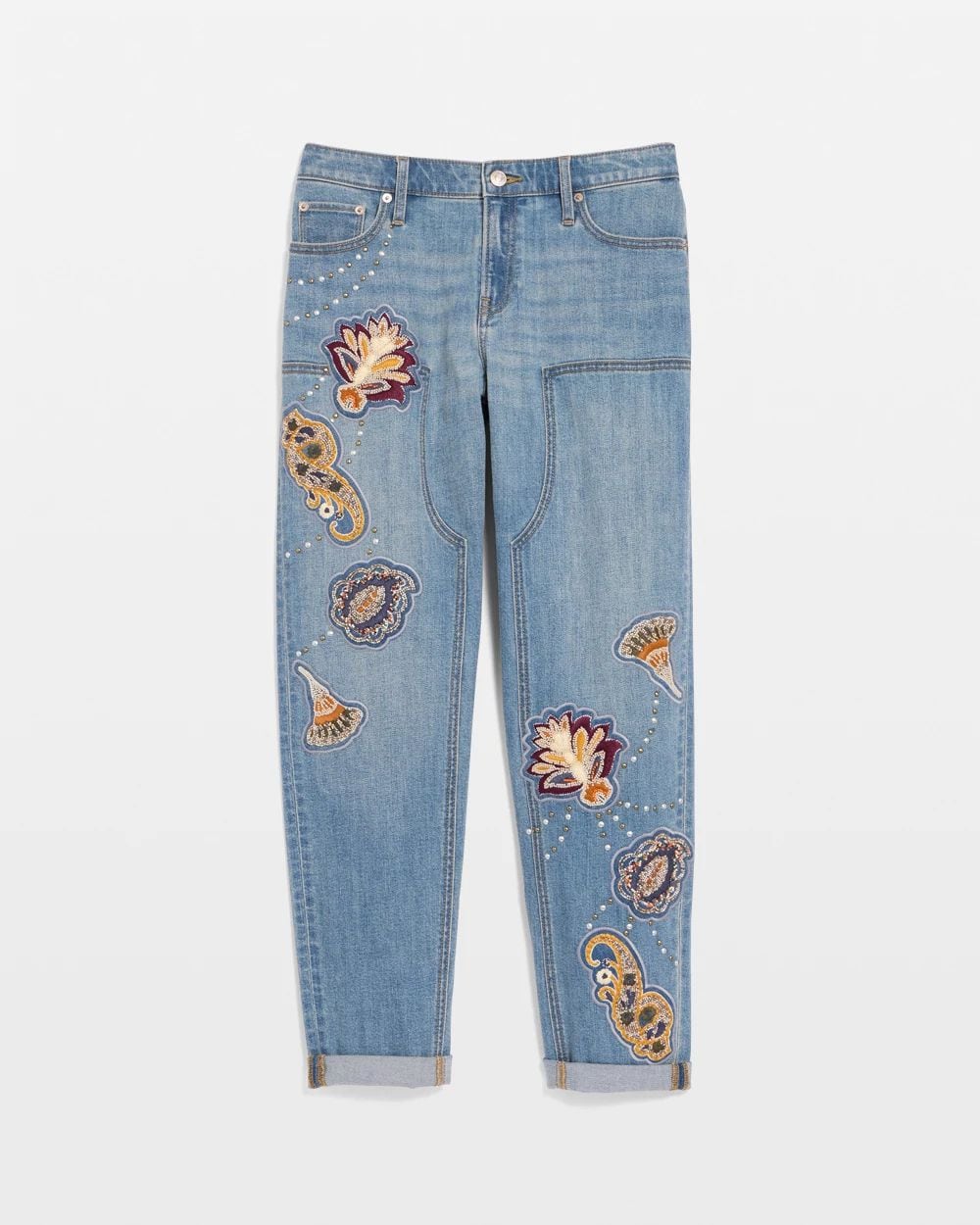 Embellished Vintage Boyfriend Crop Jeans click to view larger image.