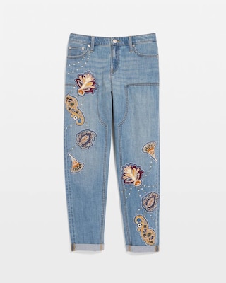 Embellished Vintage Boyfriend Crop Jeans click to view larger image.