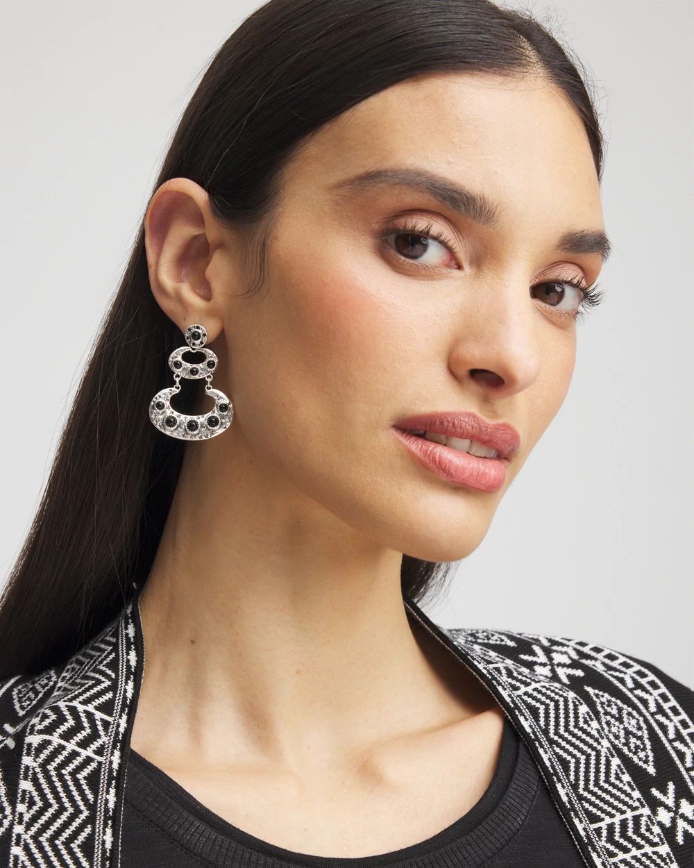 Black & Silver Drop Earrings