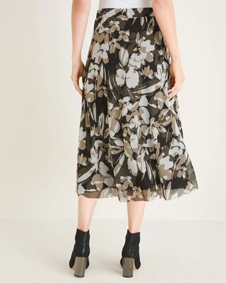Printed Mesh Midi Skirt