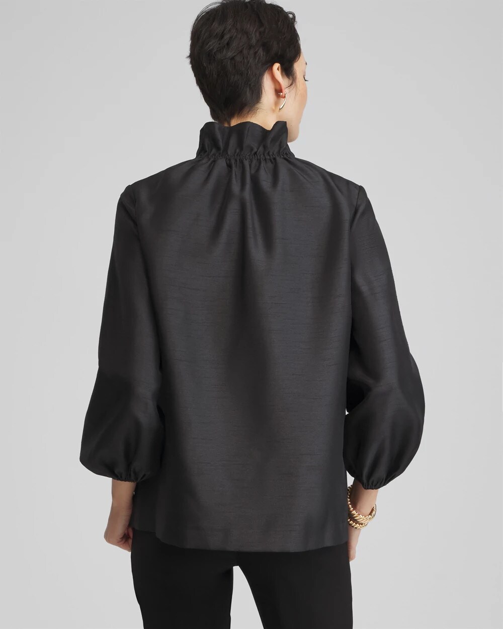 Satin Ruffle Collar Jacket