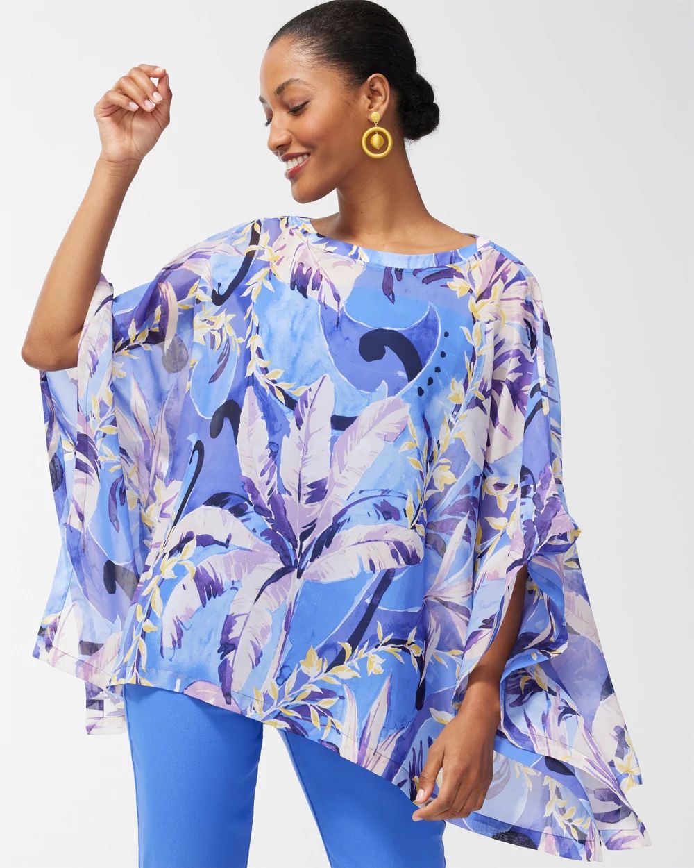 Cool Floral Print Poncho