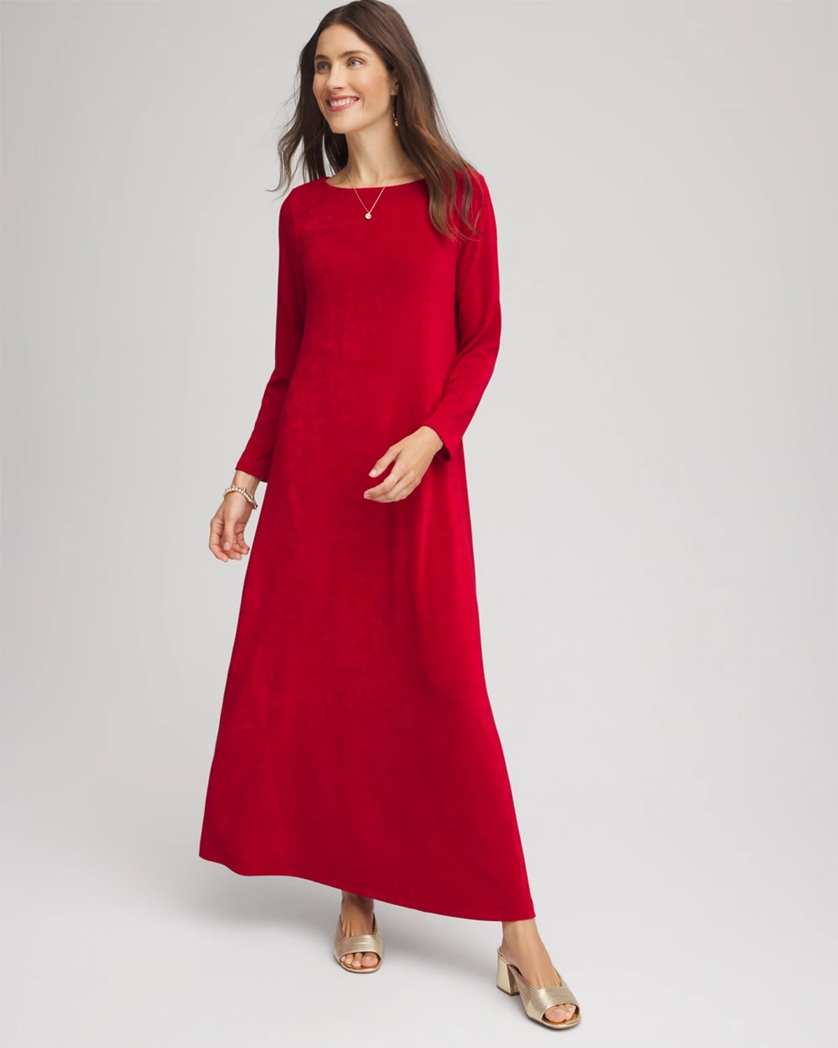 Chico's Travelers Boatneck Maxi Dress In In Red