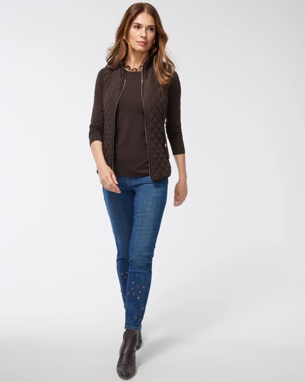 Grommet Hem Pull-On Ankle Jeggings