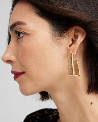 Gold Tone Pavé Rectangle Hoops