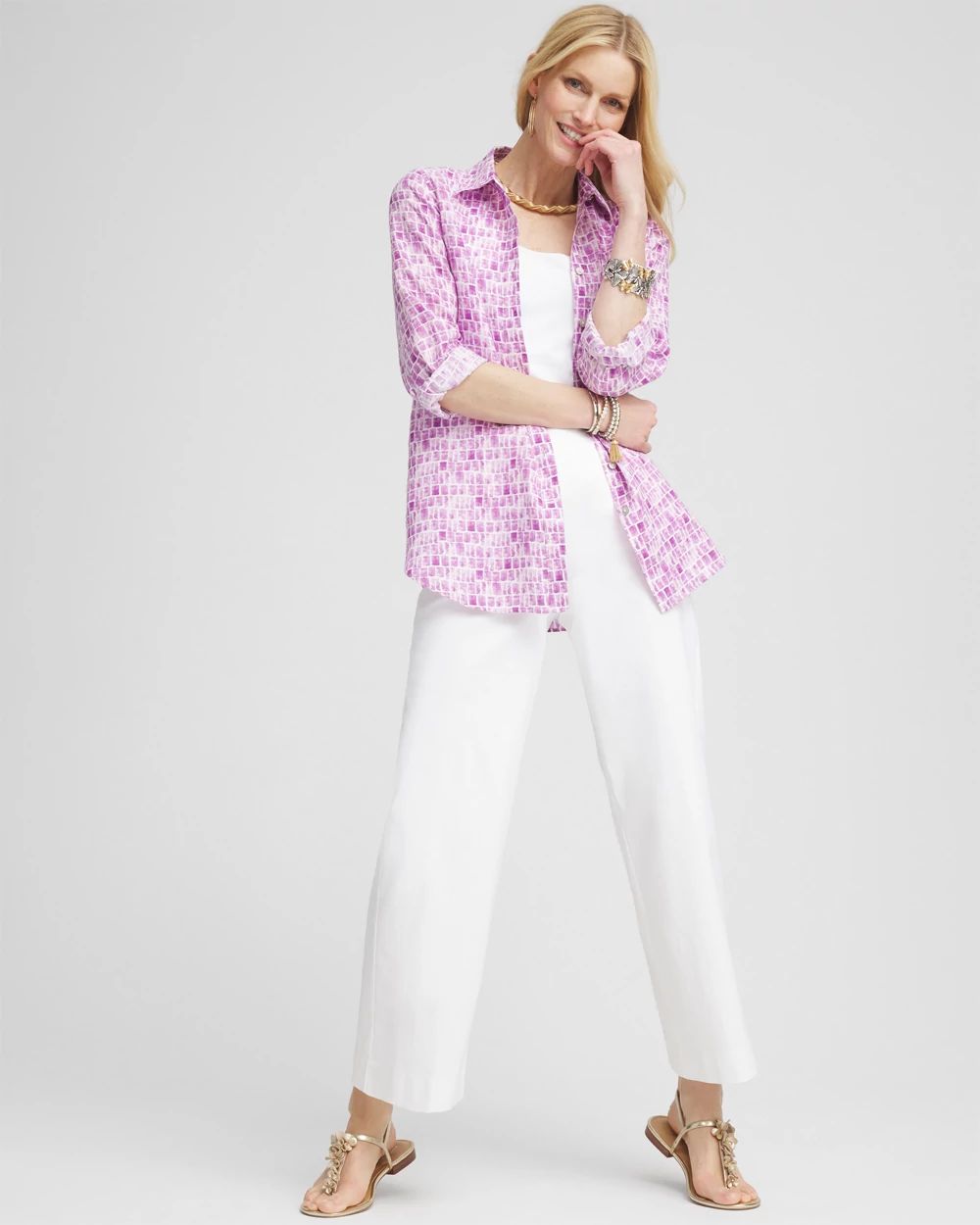 No Iron™ Geometric Linen Shirt