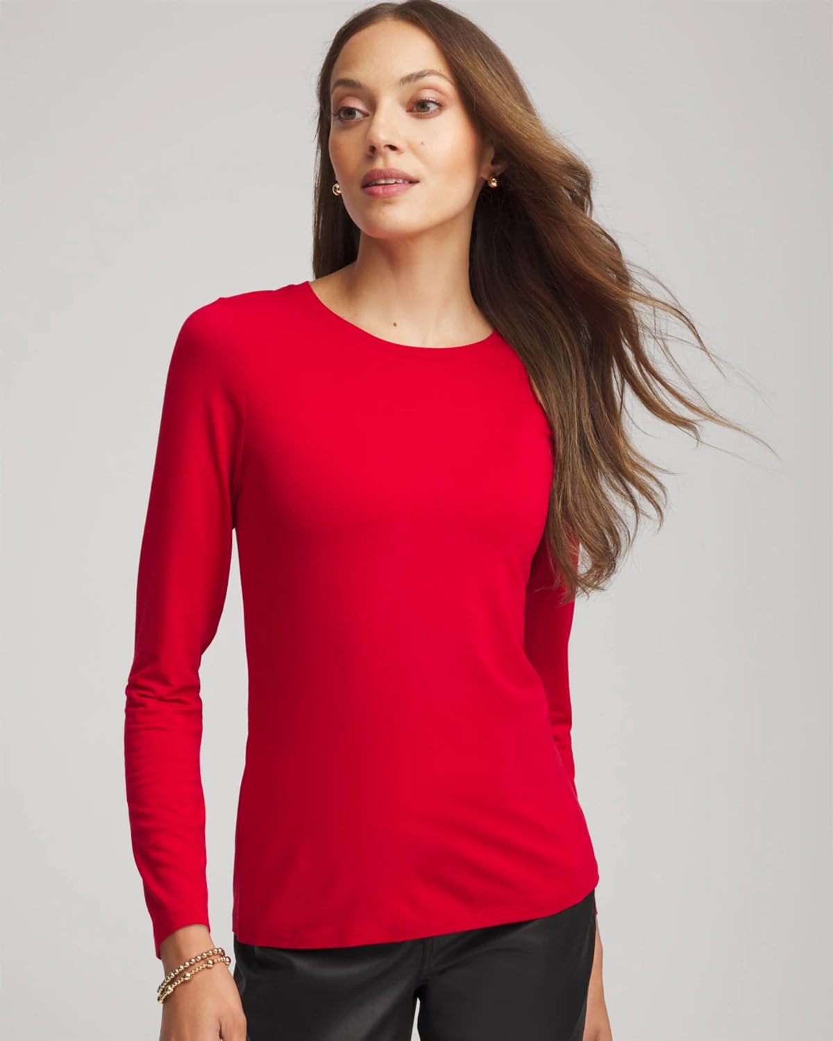 Chico's Touch Of Cool Layering Tee In Carmine Red In Red