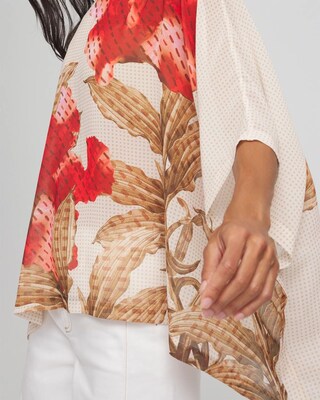 Floral Chiffon Pull-Over Poncho click to view larger image.