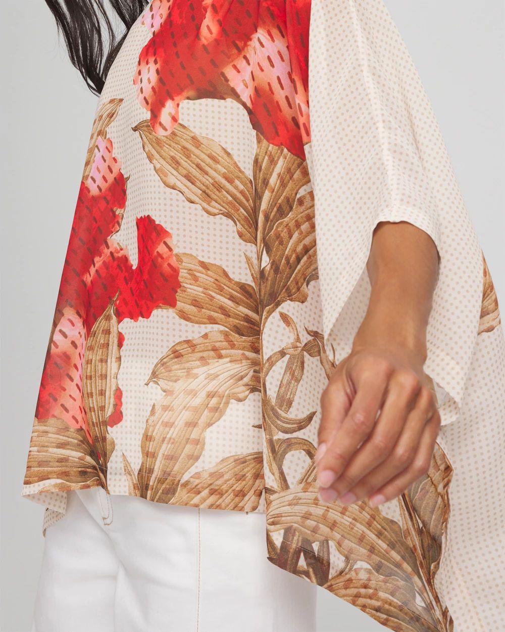 Floral Chiffon Pull-Over Poncho