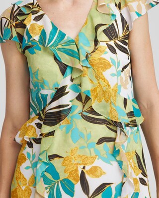Chiffon Floral Faux Wrap Dress click to view larger image.