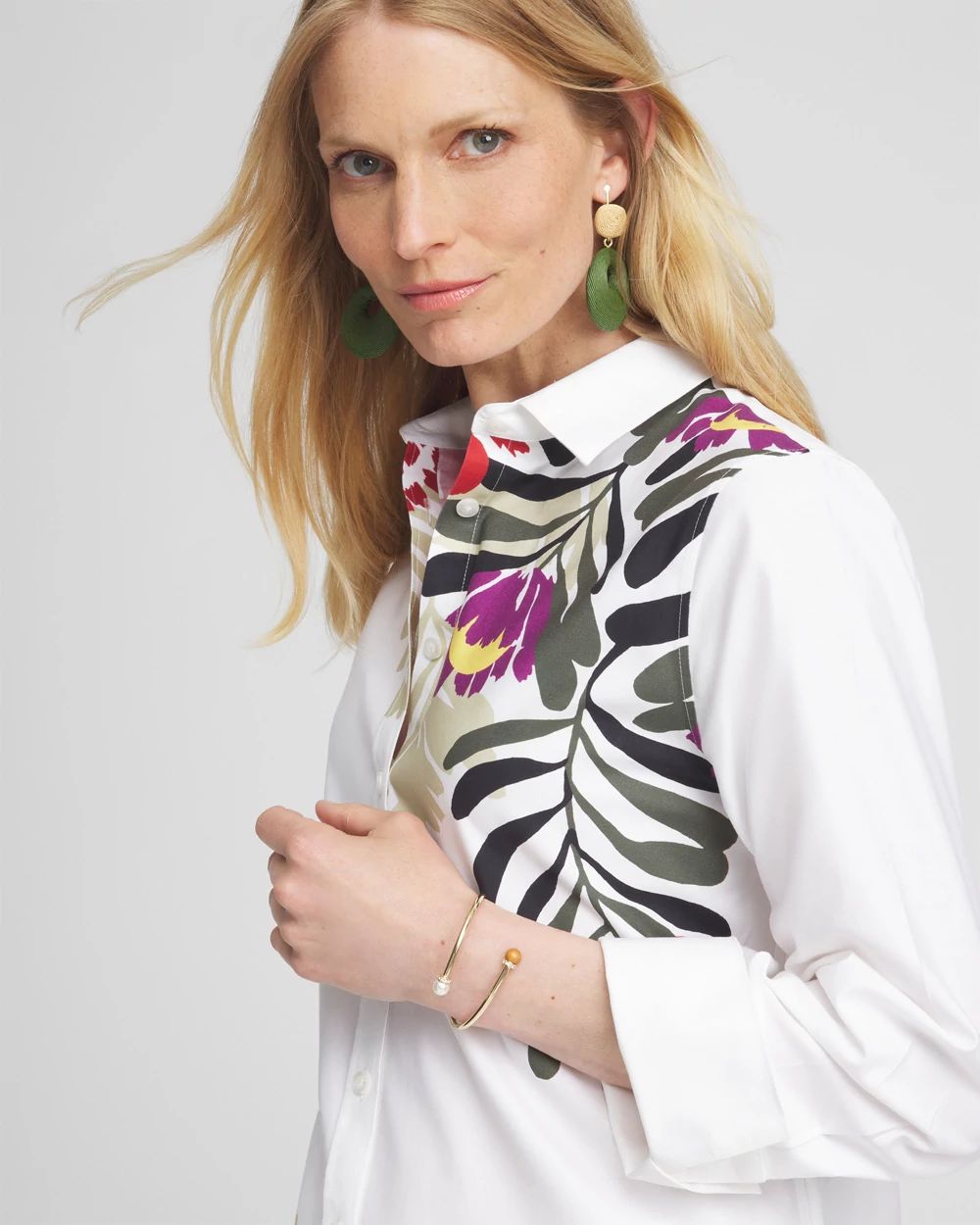 No Iron™ Stretch Placed Floral Shirt