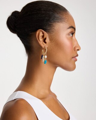 Fish Charm Crinkle Hoop Earrings click to view larger image.