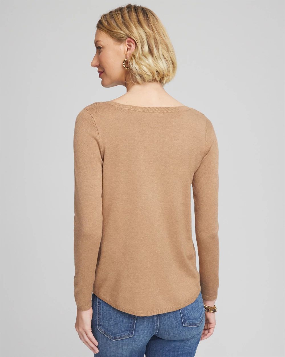 Ella Ribbed-Bateau Pullover Sweater click to view larger image.