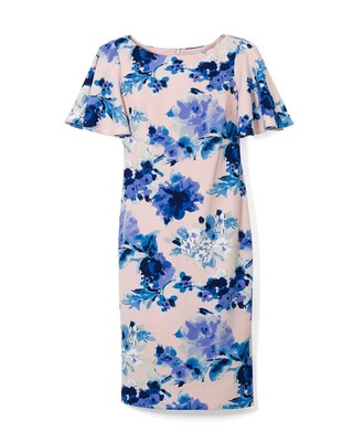 Eliza J Floral Flutter-Sleeve Sheath Dress