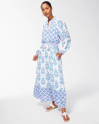 Petite Ikat Blouson Maxi Dress