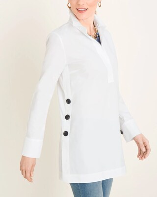 No-Iron Oxford Button-Detail Tunic