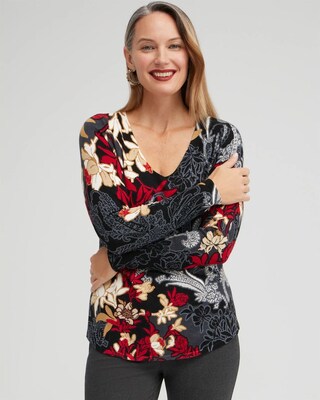 Scrolls V-neck Pullover Sweater
