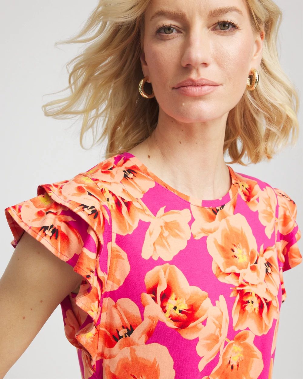 Touch of Cool™ Tropical Flutter Sleeve Tee click to view larger image.