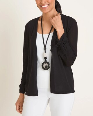 Ruched-Sleeve Cardigan