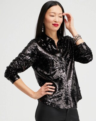 Sequin Collared Knit Shirt