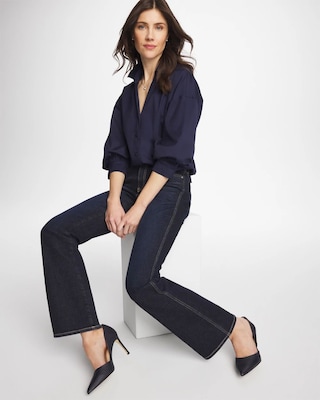 Poplin Billow Sleeve Blouse click to view larger image.