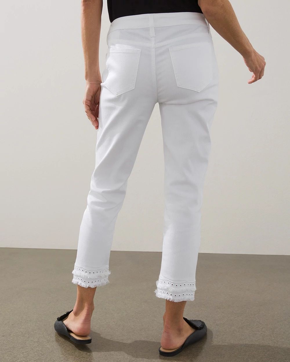 Girlfriend Double Fray White Crops