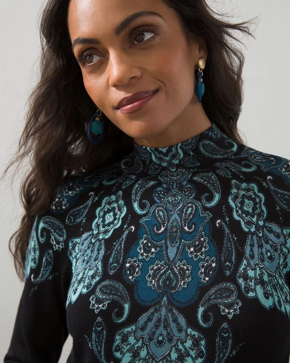 Paisley Mock Neck Sweater