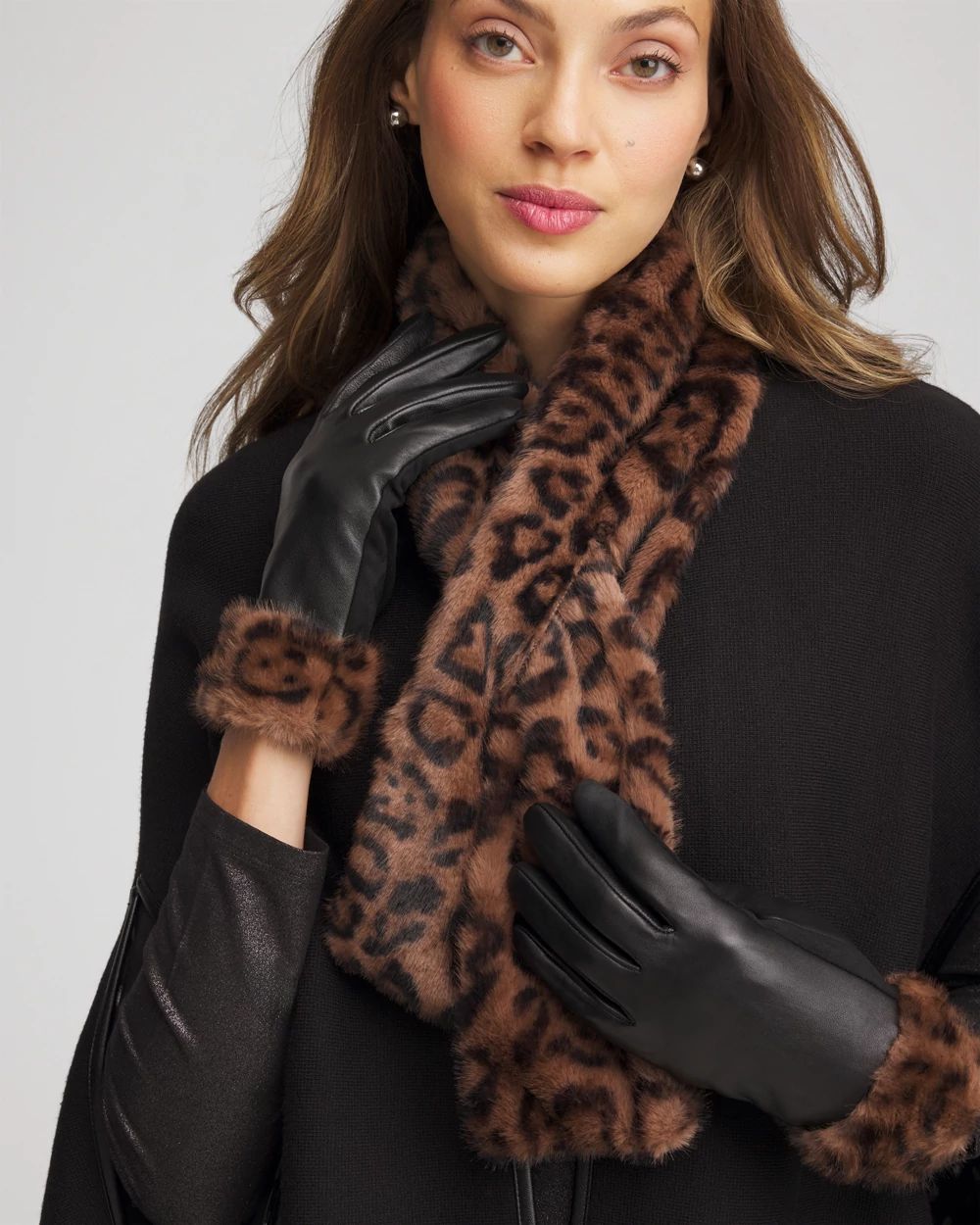 Leather Animal Cuff Gloves