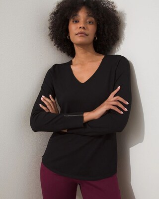 Caviar Bead Tipped V-Neck Sweater