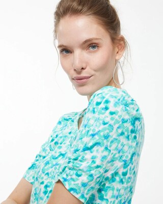 Gathered Sleeve Dots Slub Tee